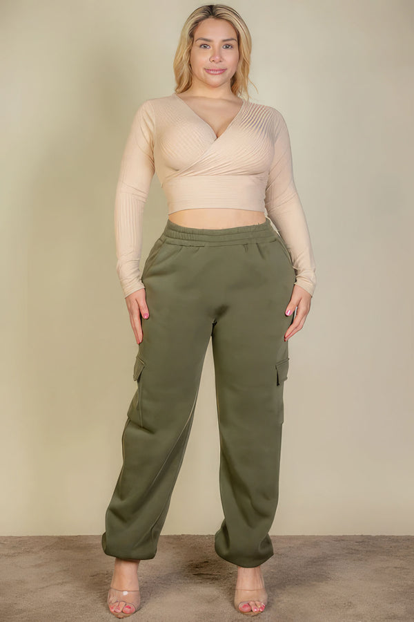 Plus Size Side Pocket Drawstring Waist Sweatpants - HelloLove Fashion