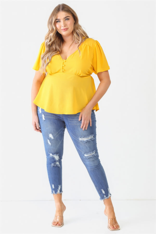 Plus Tie Detail Flare Top - HelloLove Fashion