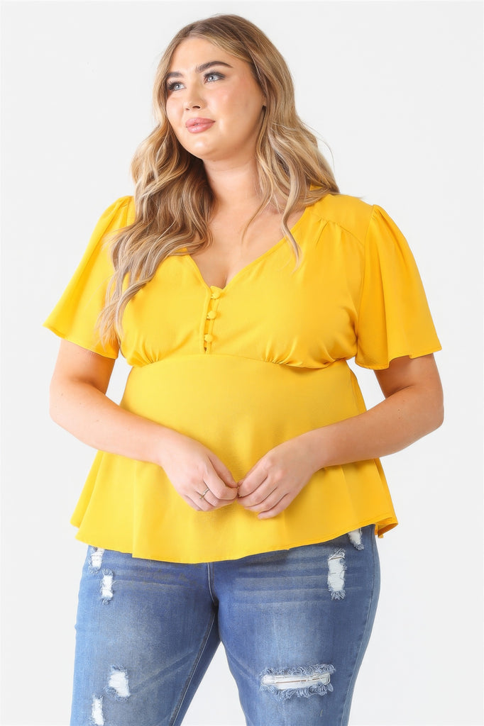 Plus Tie Detail Flare Top - HelloLove Fashion