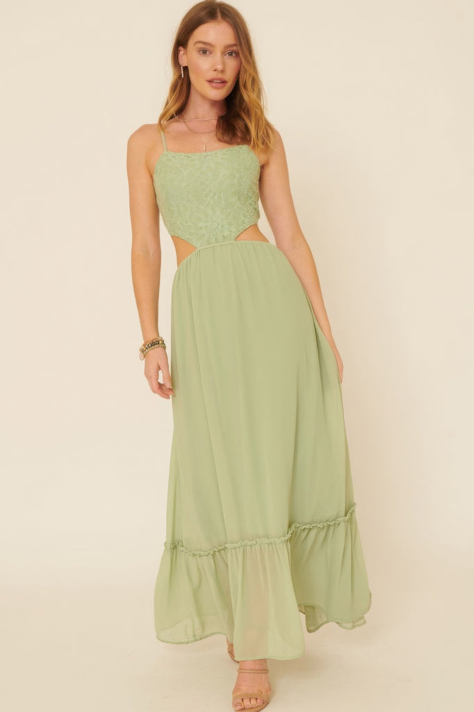 Sheer Chiffon Floral Lace Maxi Dress - HelloLove Fashion