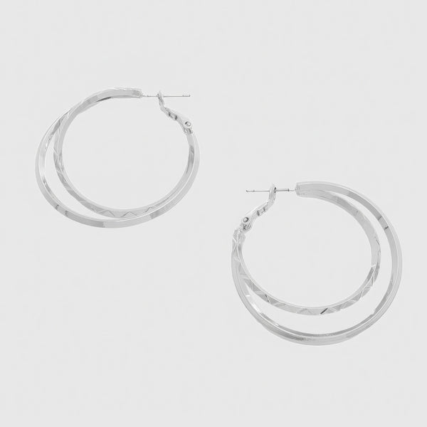 Metal Double Hoop Earring - HelloLove Fashion
