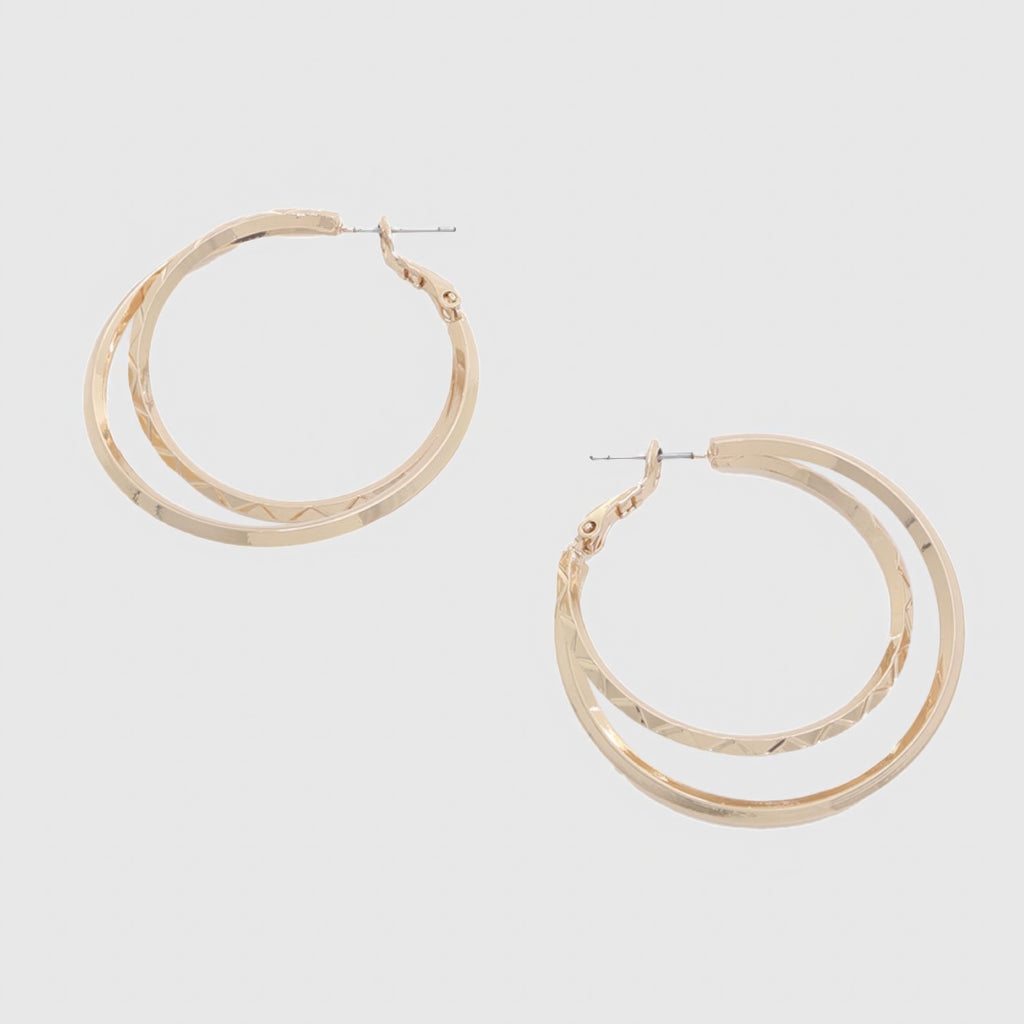 Metal Double Hoop Earring - HelloLove Fashion