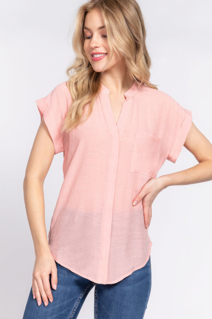Dolman Slv Button Down Woven Top - HelloLove Fashion