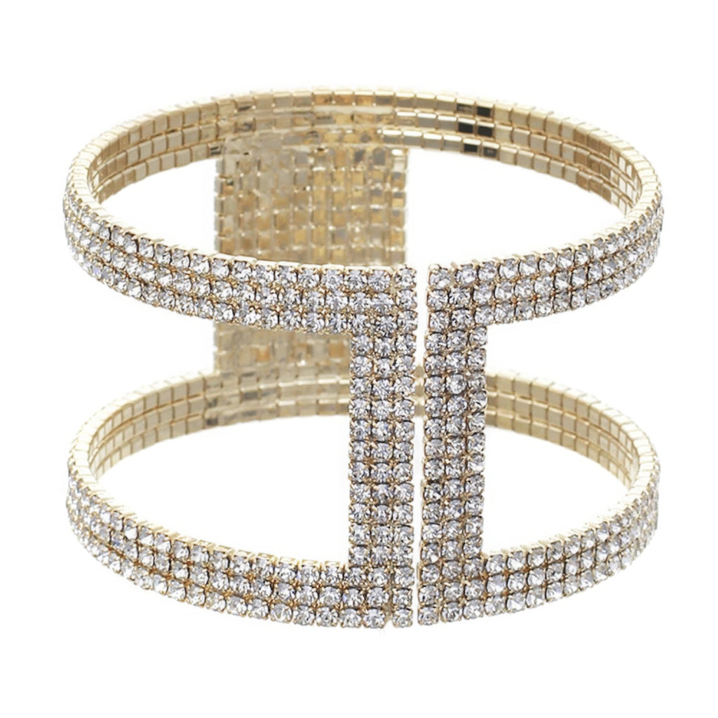 Rhinestone I Shape Memory Wire Bracelet - HelloLove Fashion
