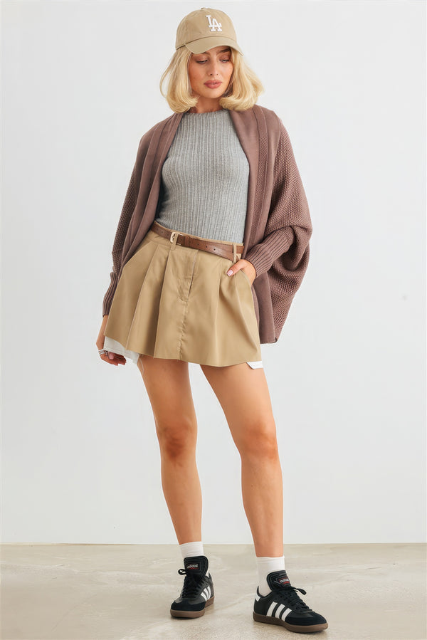 Batwing Sleeve Open Front Cardigan - HelloLove Fashion