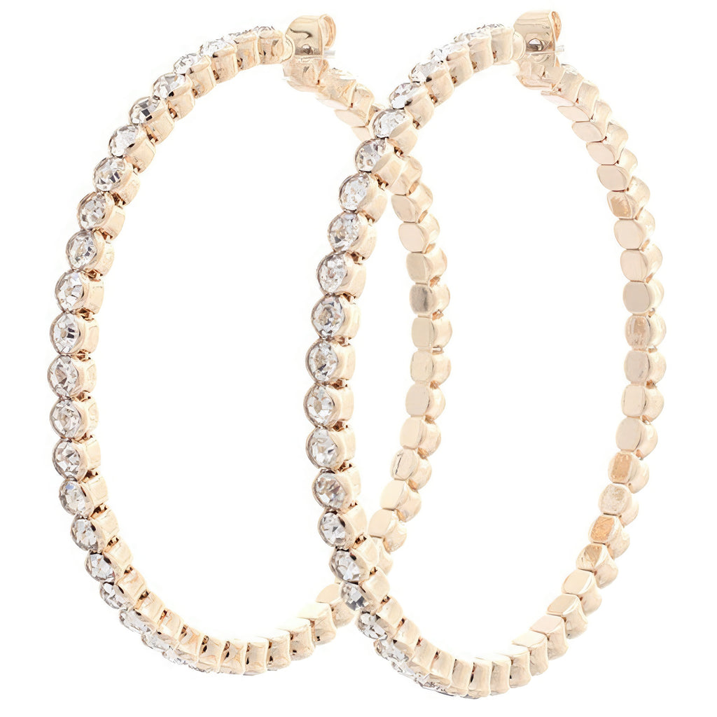 Rhinestone Circle Edge Hoop Earring - HelloLove Fashion