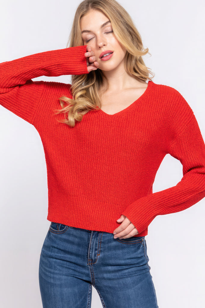 Dolman Slv Strappy Open Back Sweater - HelloLove Fashion