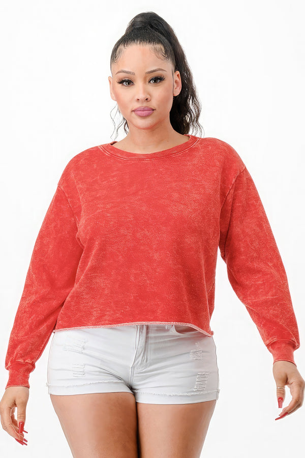 Washed French Terry Cropped Sweatshirts - HelloLove Fashion