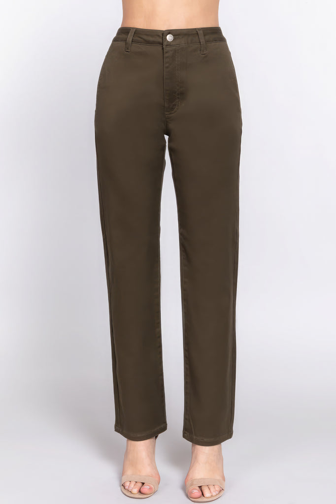 Straight Fit Twill Long Pants - HelloLove Fashion