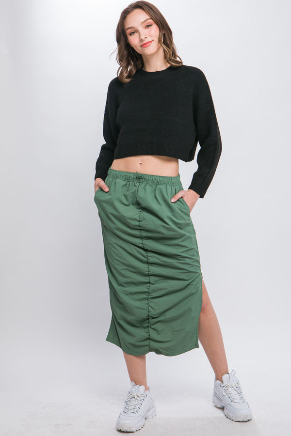 Wool Blend Cropped Sweater Top - HelloLove Fashion