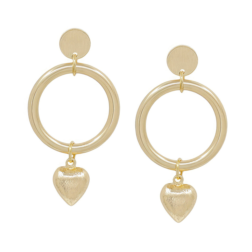 Satin Heart Drop Round Casting Post Earring - HelloLove Fashion